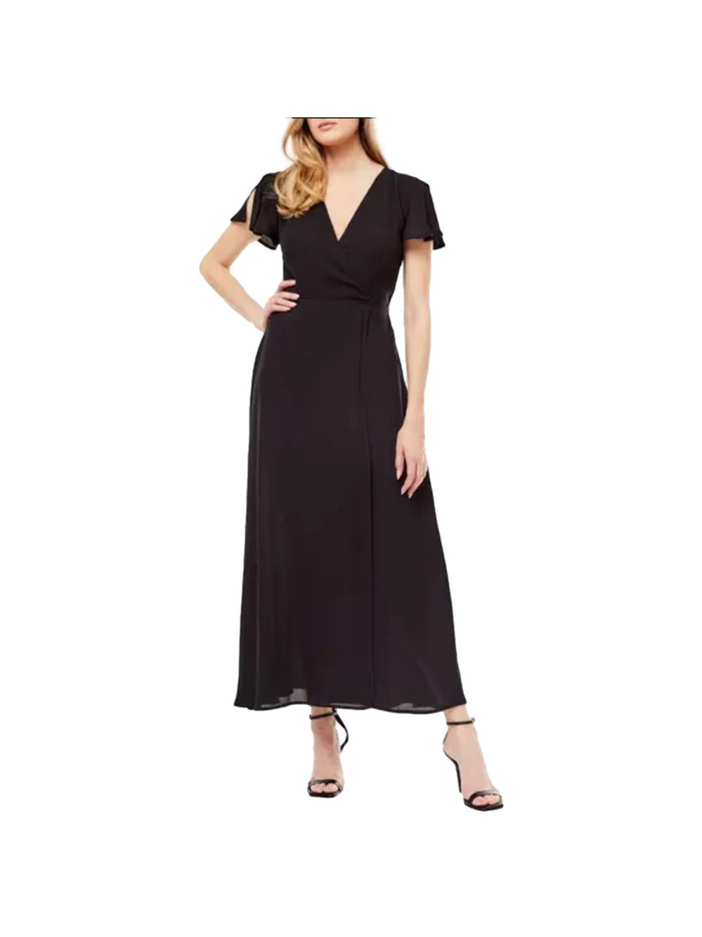 Love X Design Medium Marie Ii Faux Wrap Maxi Dress Black Nwt Msrp $96